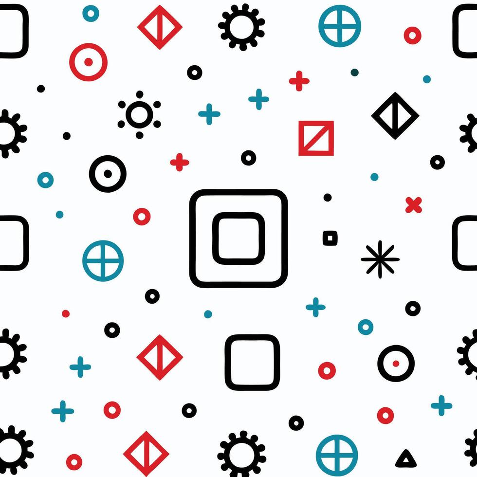 a seamless pattern with various shapes and symbols vector