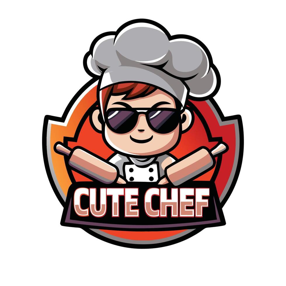 a cartoon chef with sunglasses and a hat vector