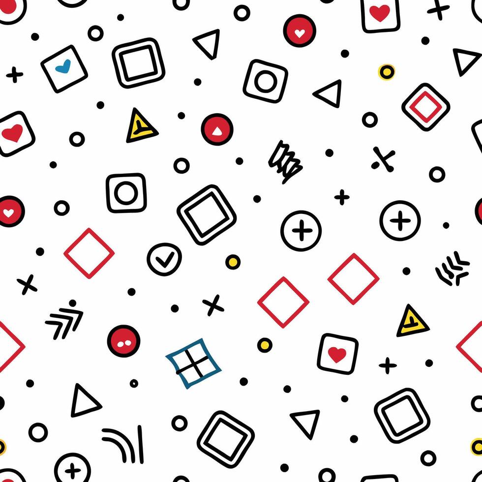 a pattern with various shapes and symbols vector