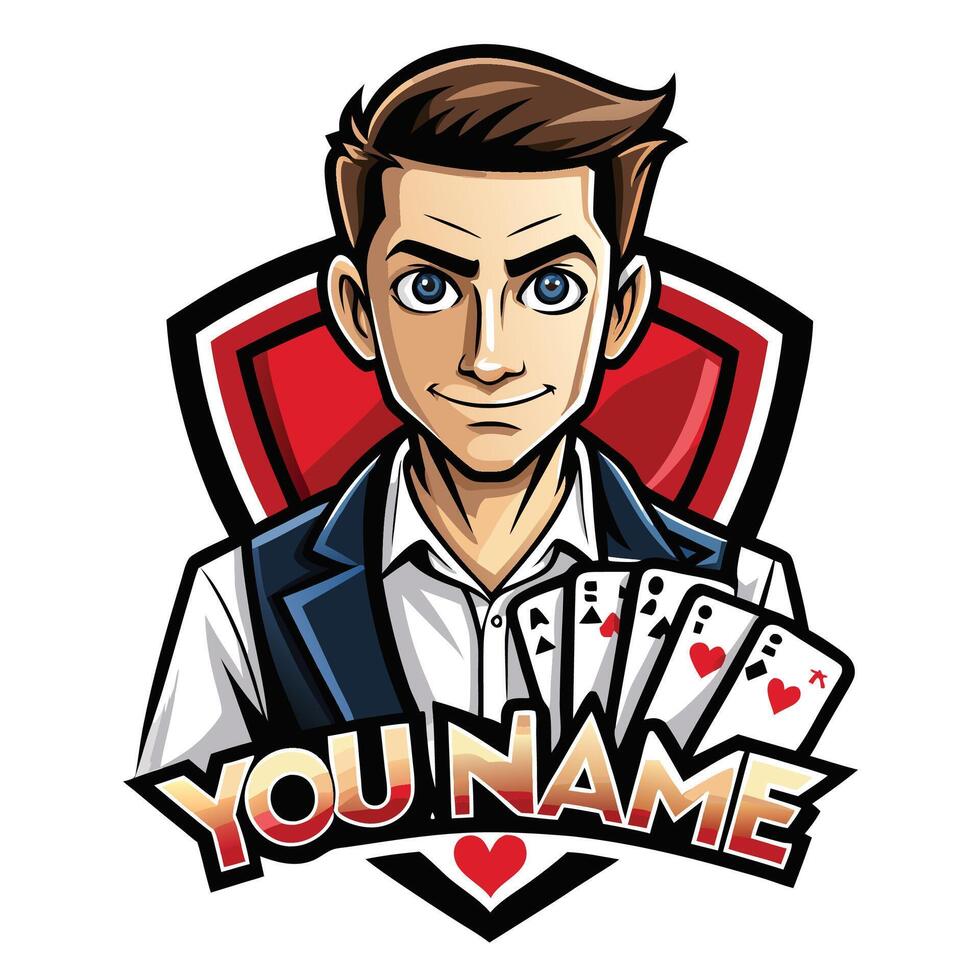 a poker player with the words you name on it vector
