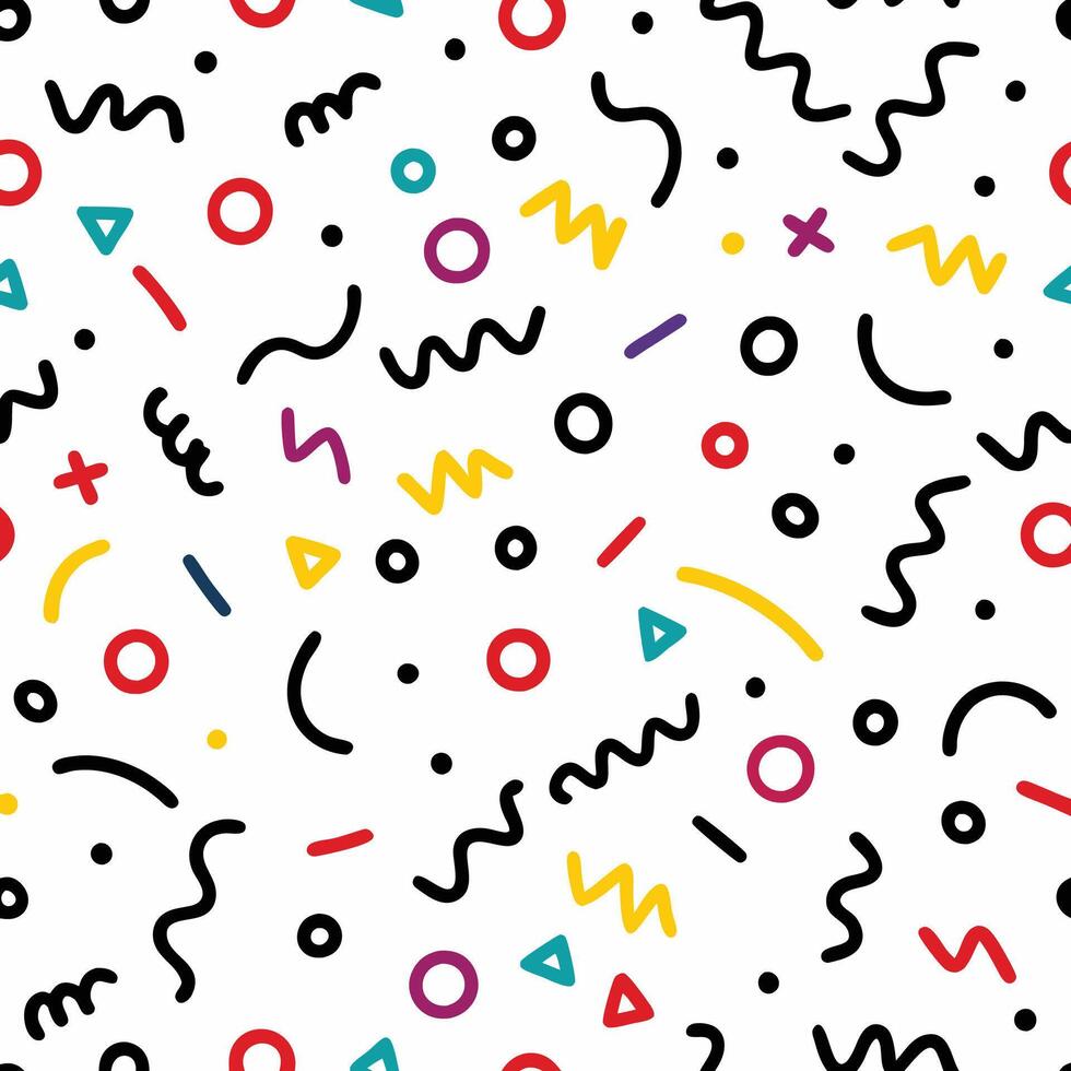 seamless pattern with colorful shapes and lines vector