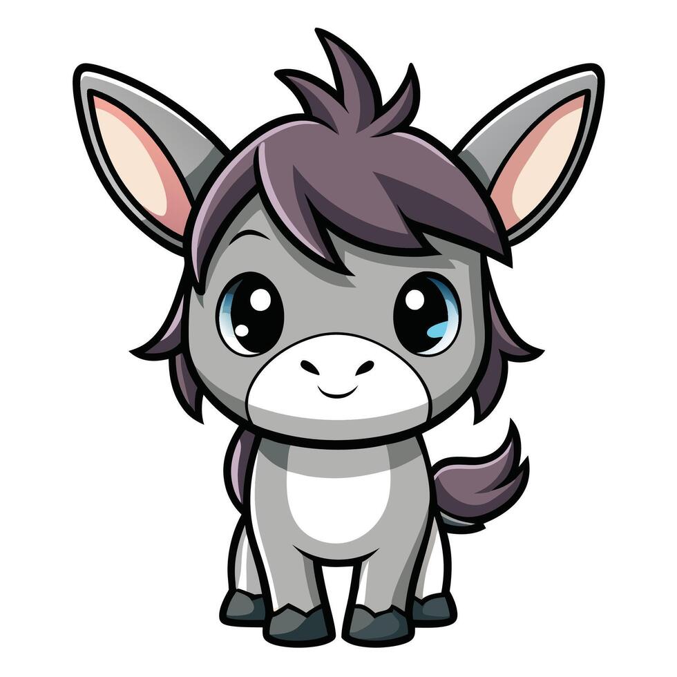 a cartoon donkey with blue eyes and a big nose vector