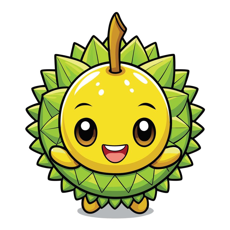 a cartoon durian fruit character with a smile vector