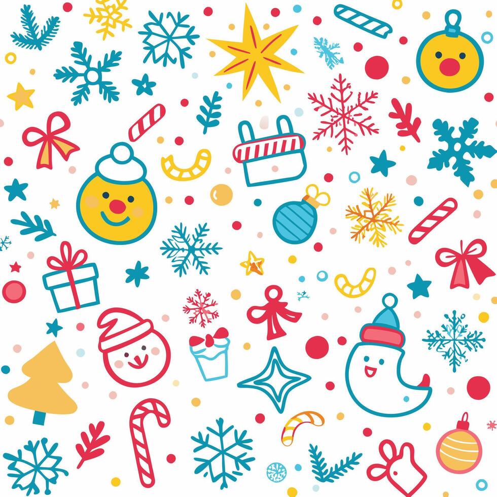 christmas background with various objects and symbols vector