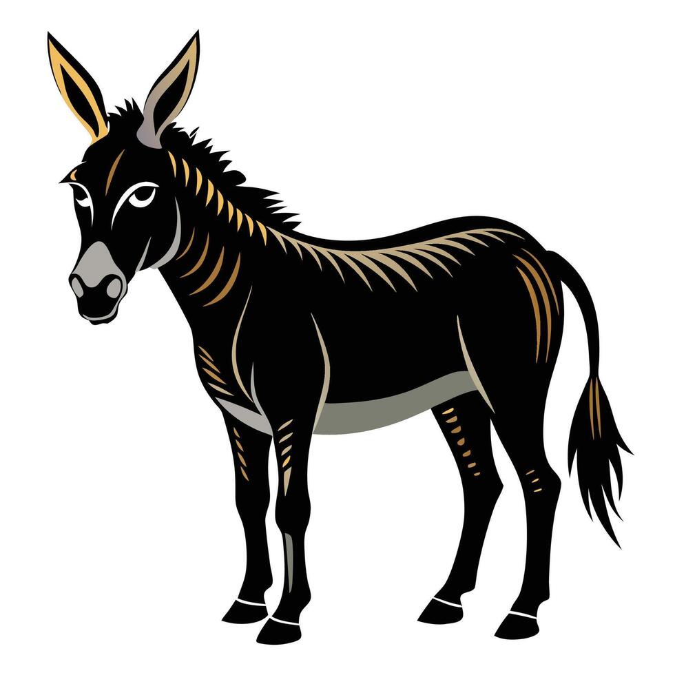 a donkey is standing in front of a white background vector