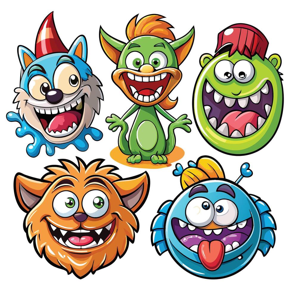 cartoon monsters illustration vector