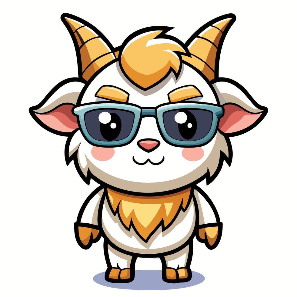 a cartoon goat wearing sunglasses and a hat vector