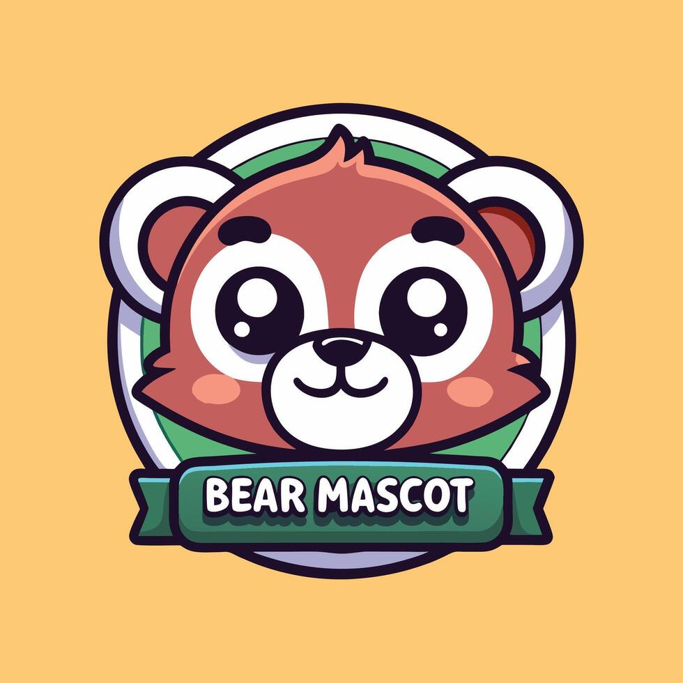 a bear mascot with a ribbon around it vector