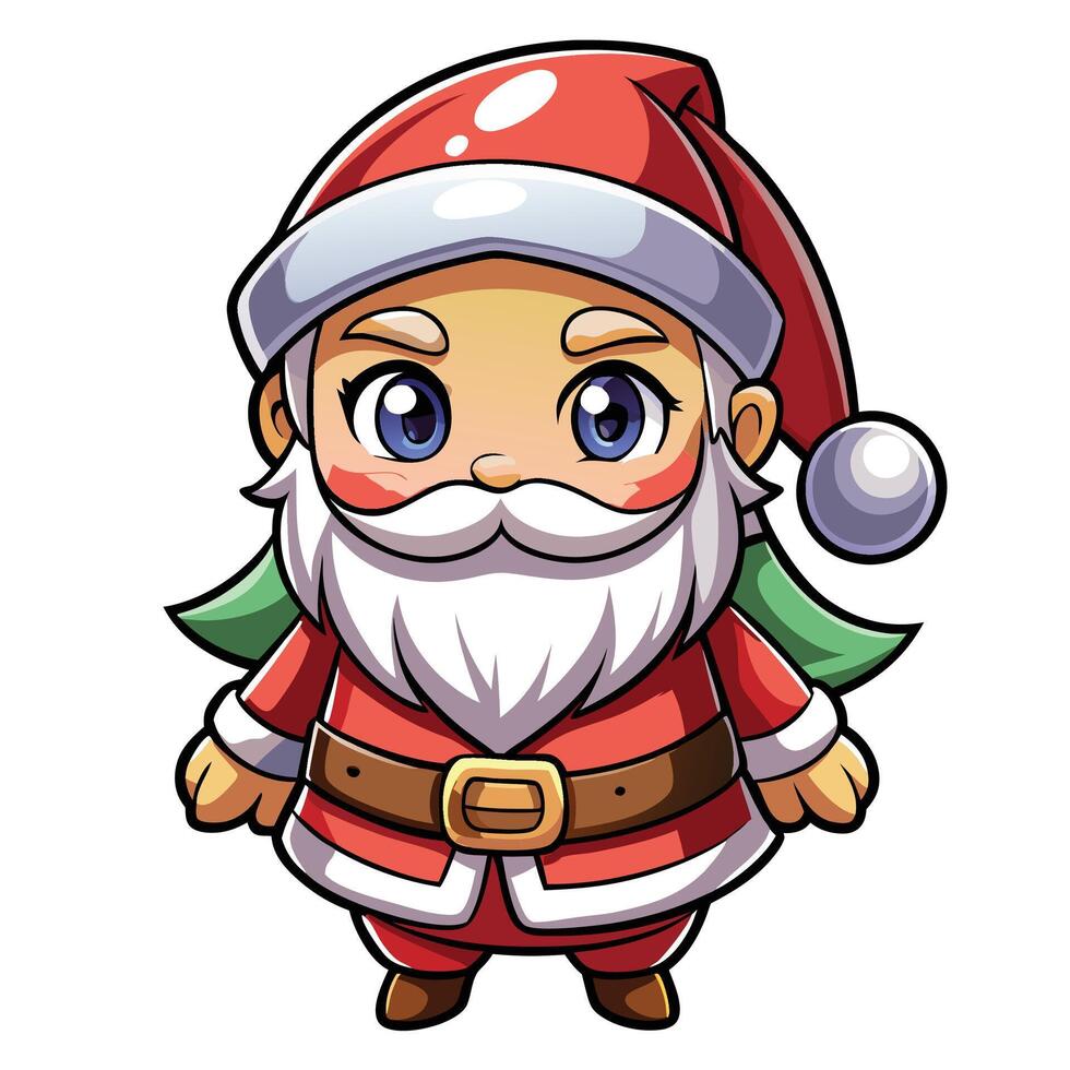 a cartoon santa claus character with a red hat and green belt vector