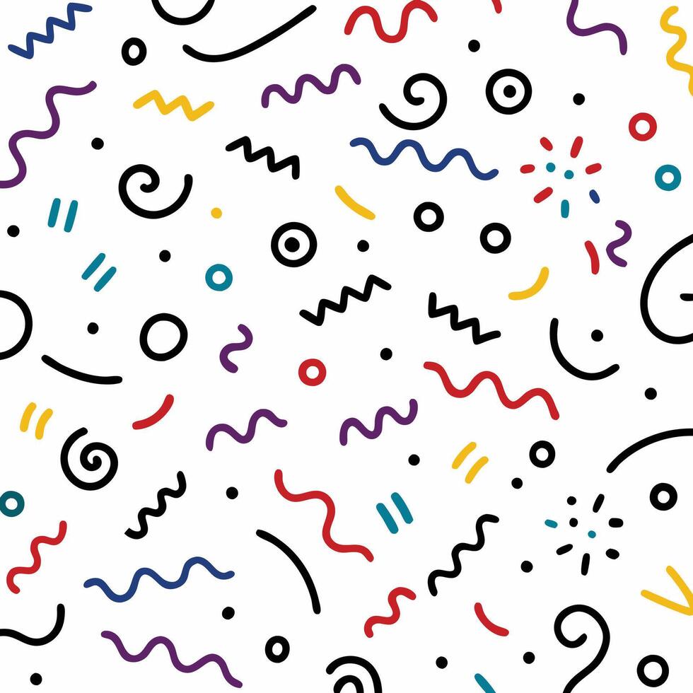 seamless pattern with colorful shapes and lines vector
