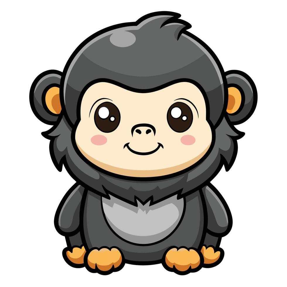 a cartoon monkey sitting on a white background vector