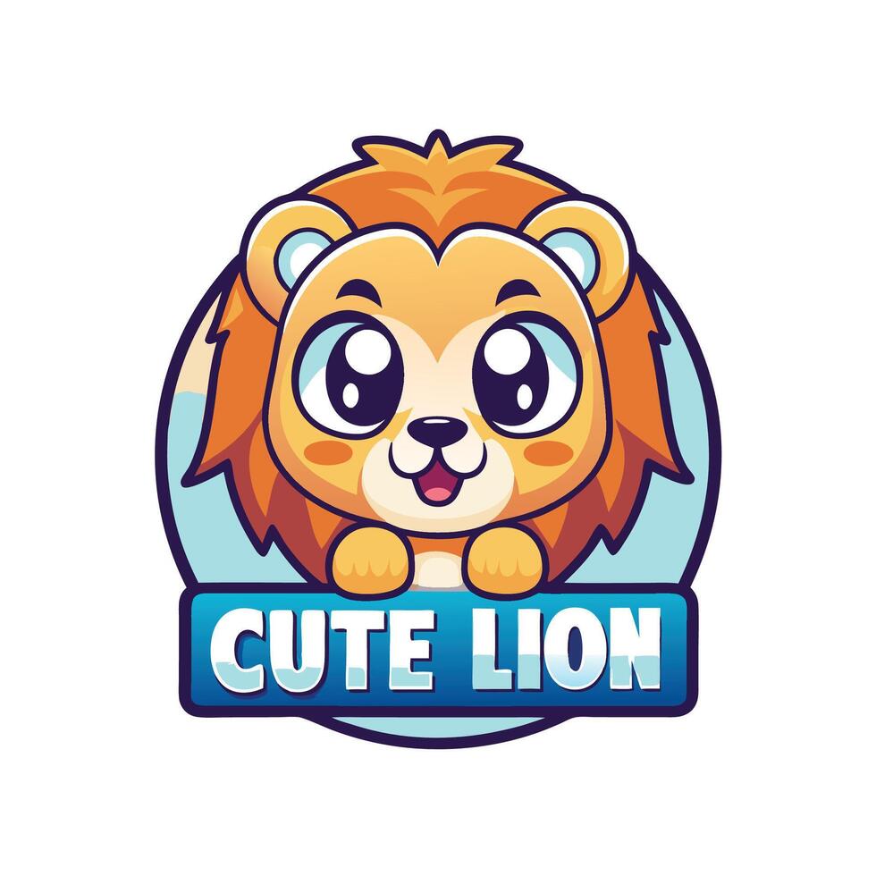 cute lion logo design vector