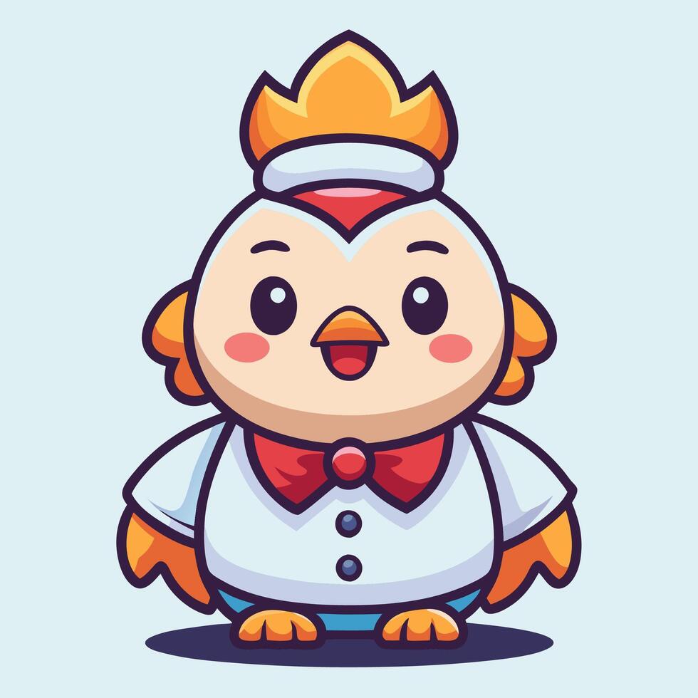 cartoon chicken character with a crown on his head vector