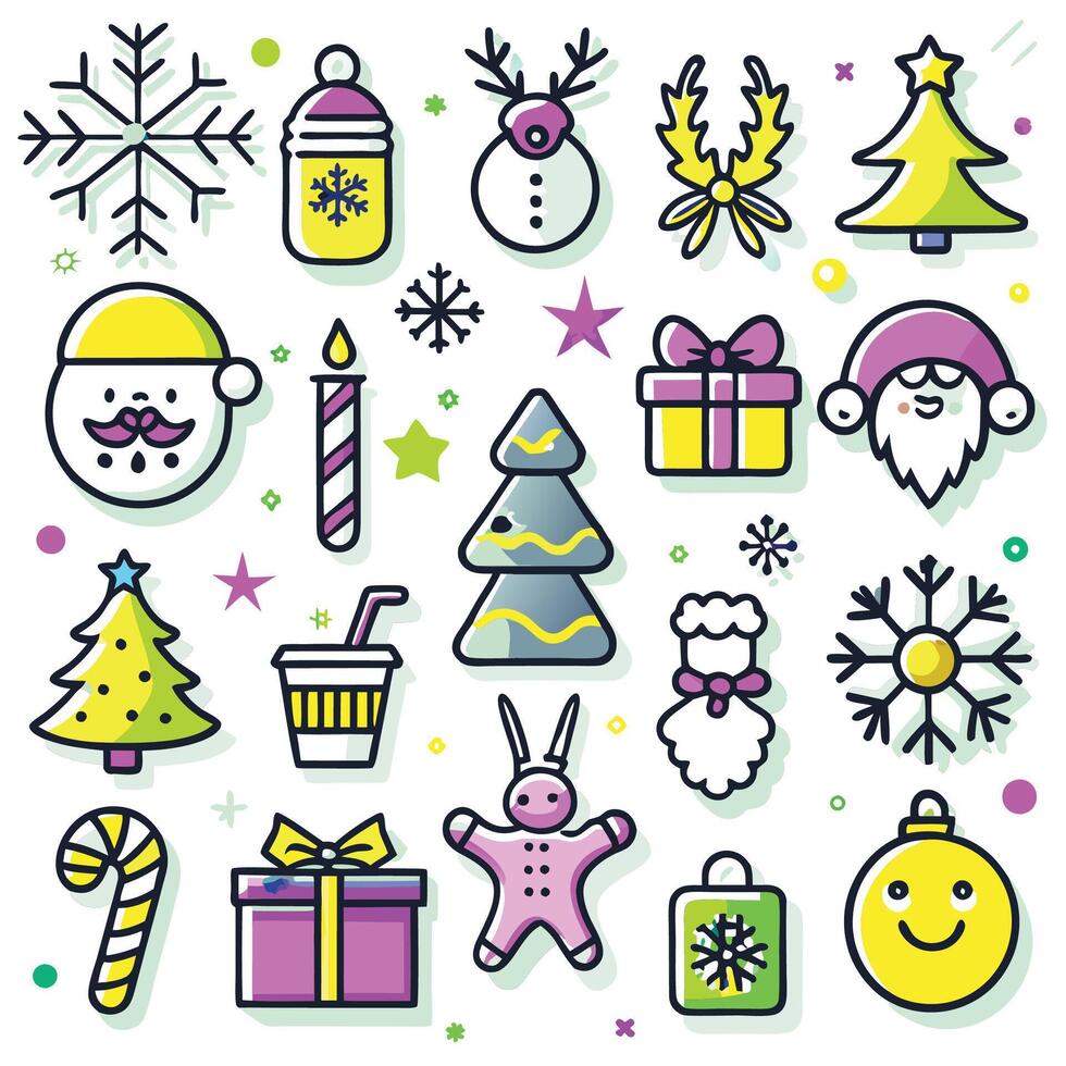 christmas icons set illustration vector