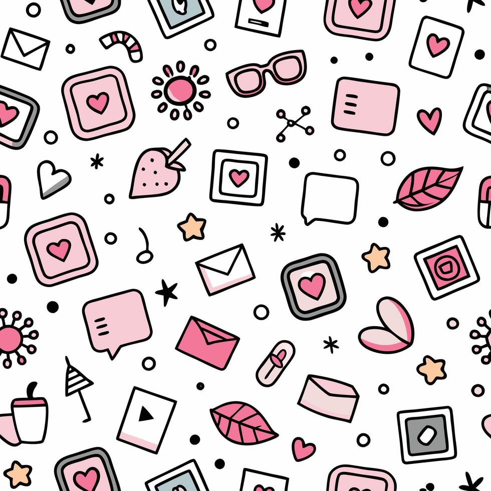 a pattern with various icons and symbols vector