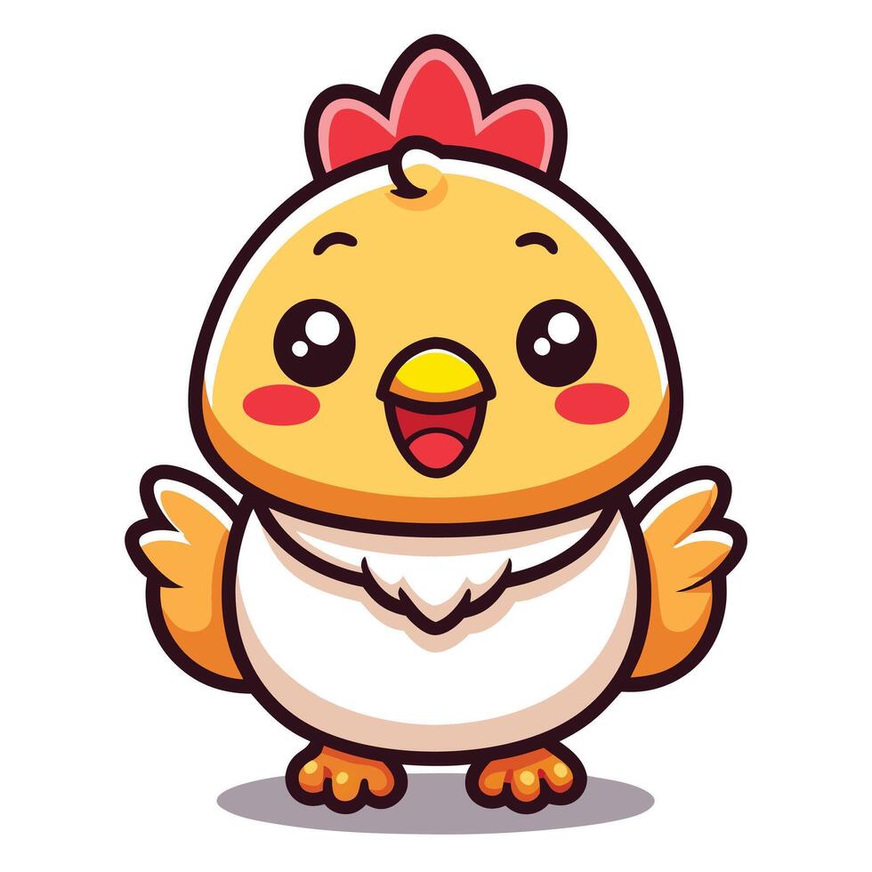a cartoon chicken with a red hat on vector