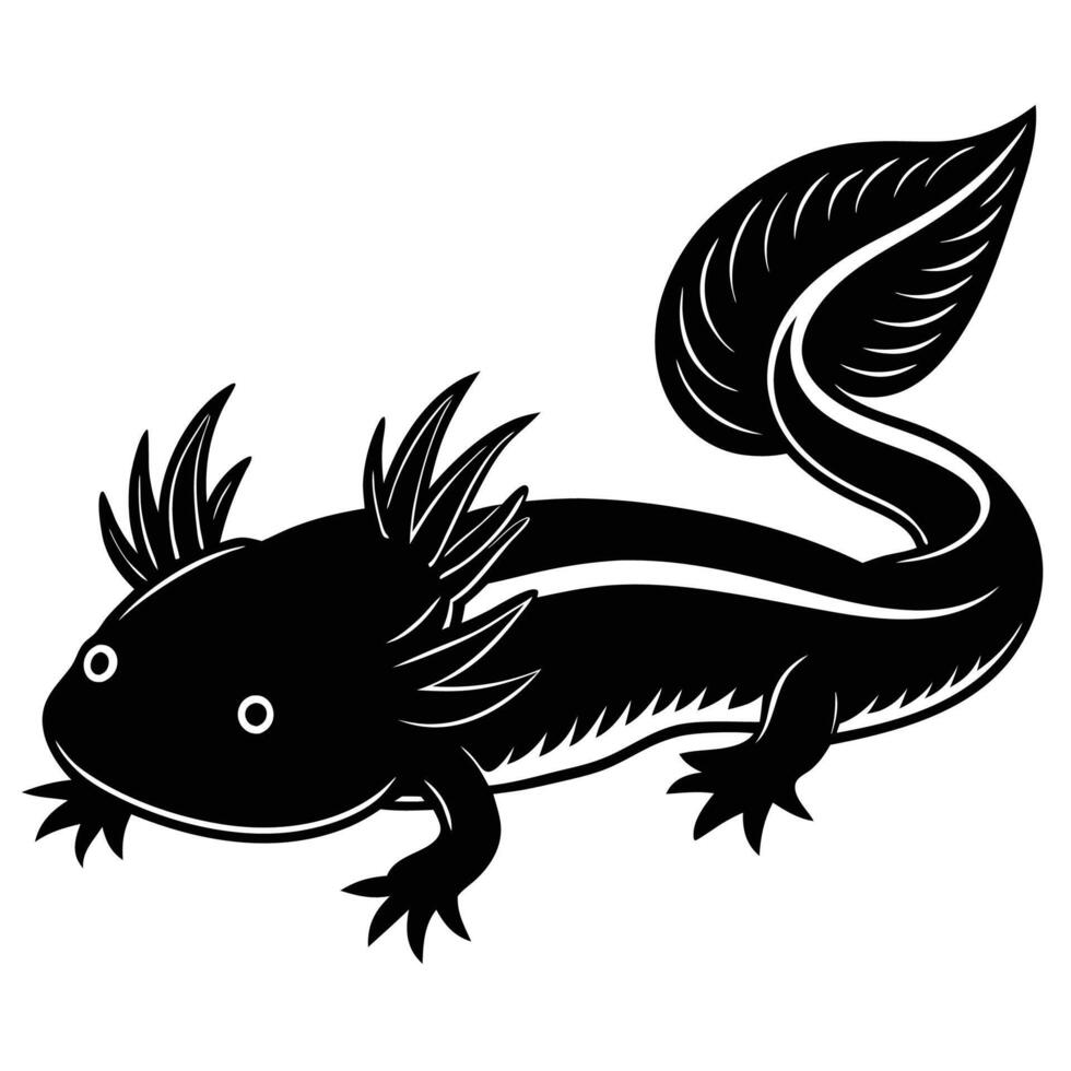 an axolotl is shown in a black and white illustration vector