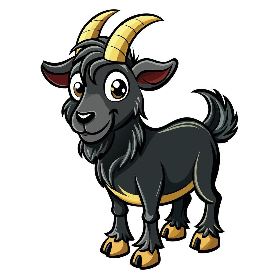 a cartoon goat with horns and a black face vector