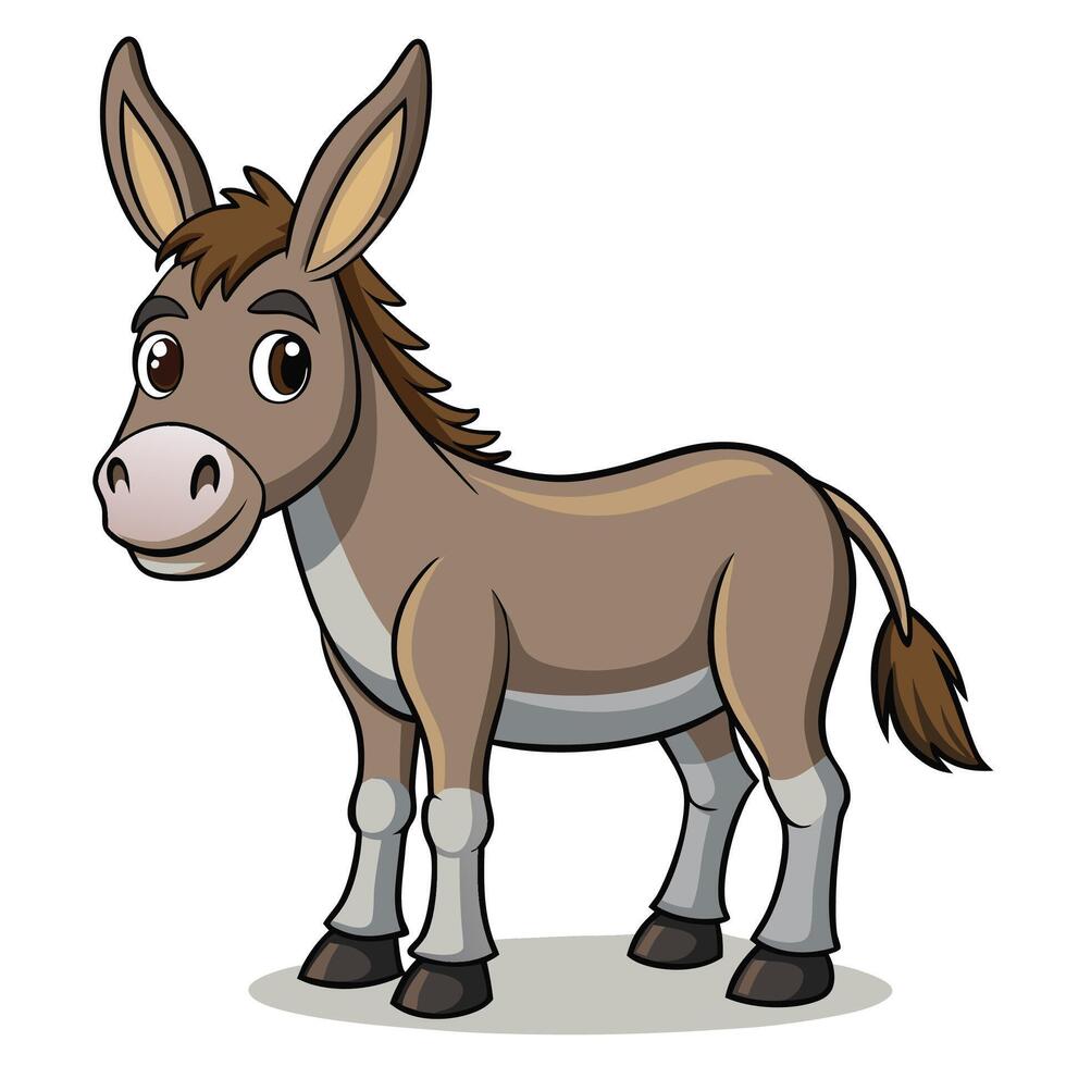 cartoon donkey standing on white background vector