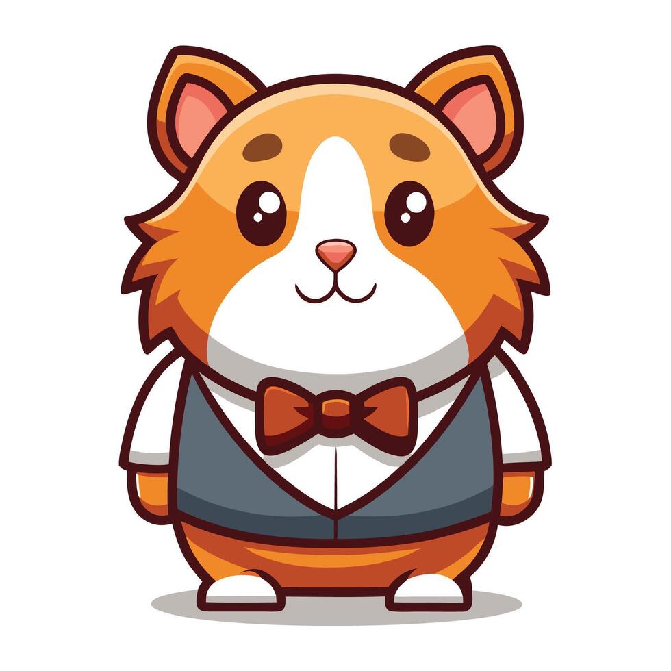 a cartoon hamster wearing a vest and bow tie vector