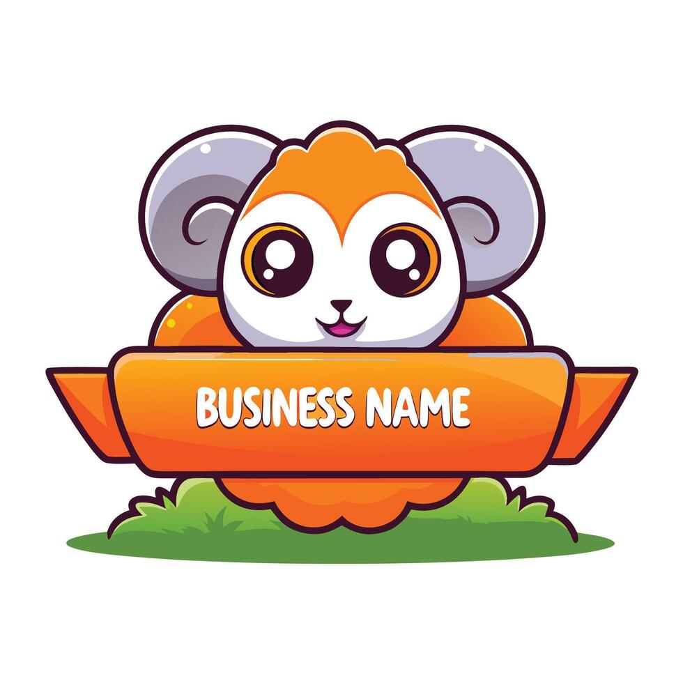 a cute sheep with a business name on it vector
