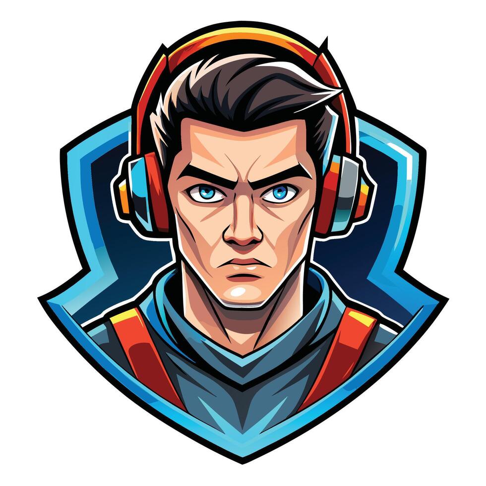 a man with headphones on his head vector