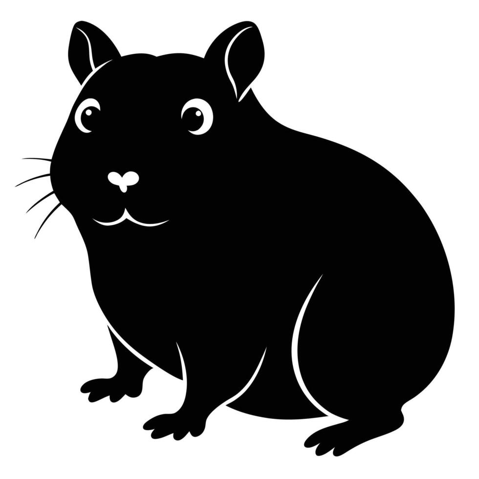 a black and white illustration of a hamster vector