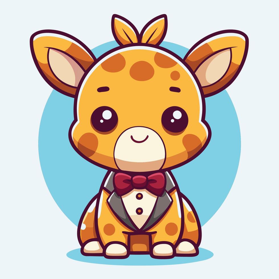 cute cartoon giraffe with bow tie and tie vector
