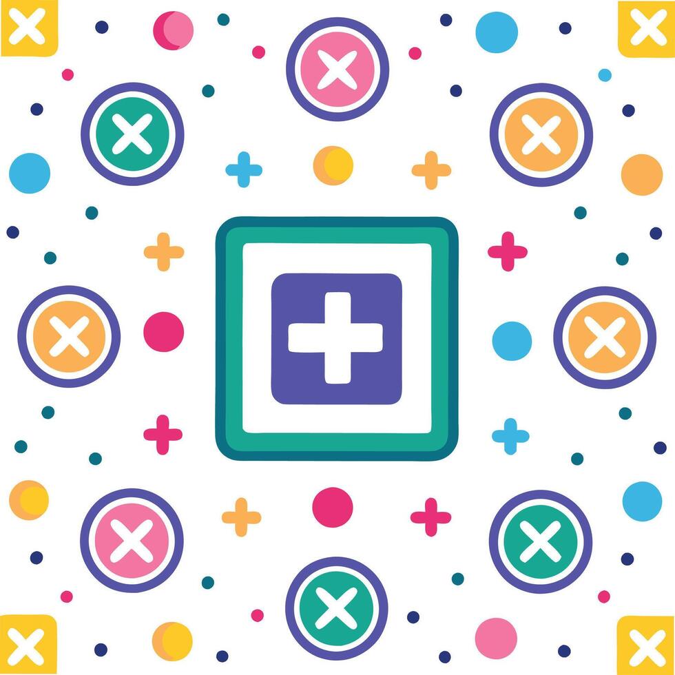 a colorful cross and other symbols on a white background vector
