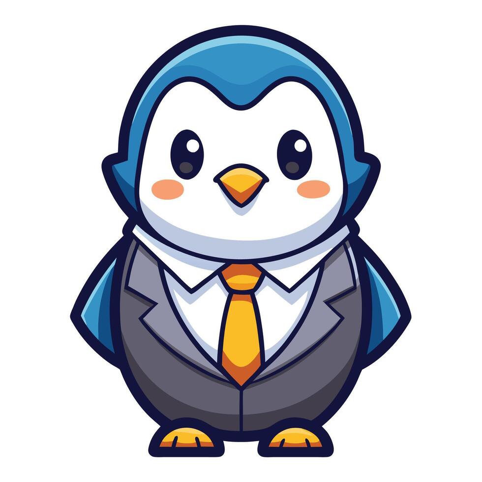 a cartoon penguin wearing a suit and tie vector
