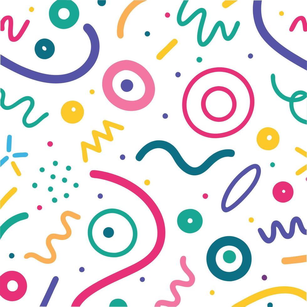 seamless pattern with colorful shapes and lines vector