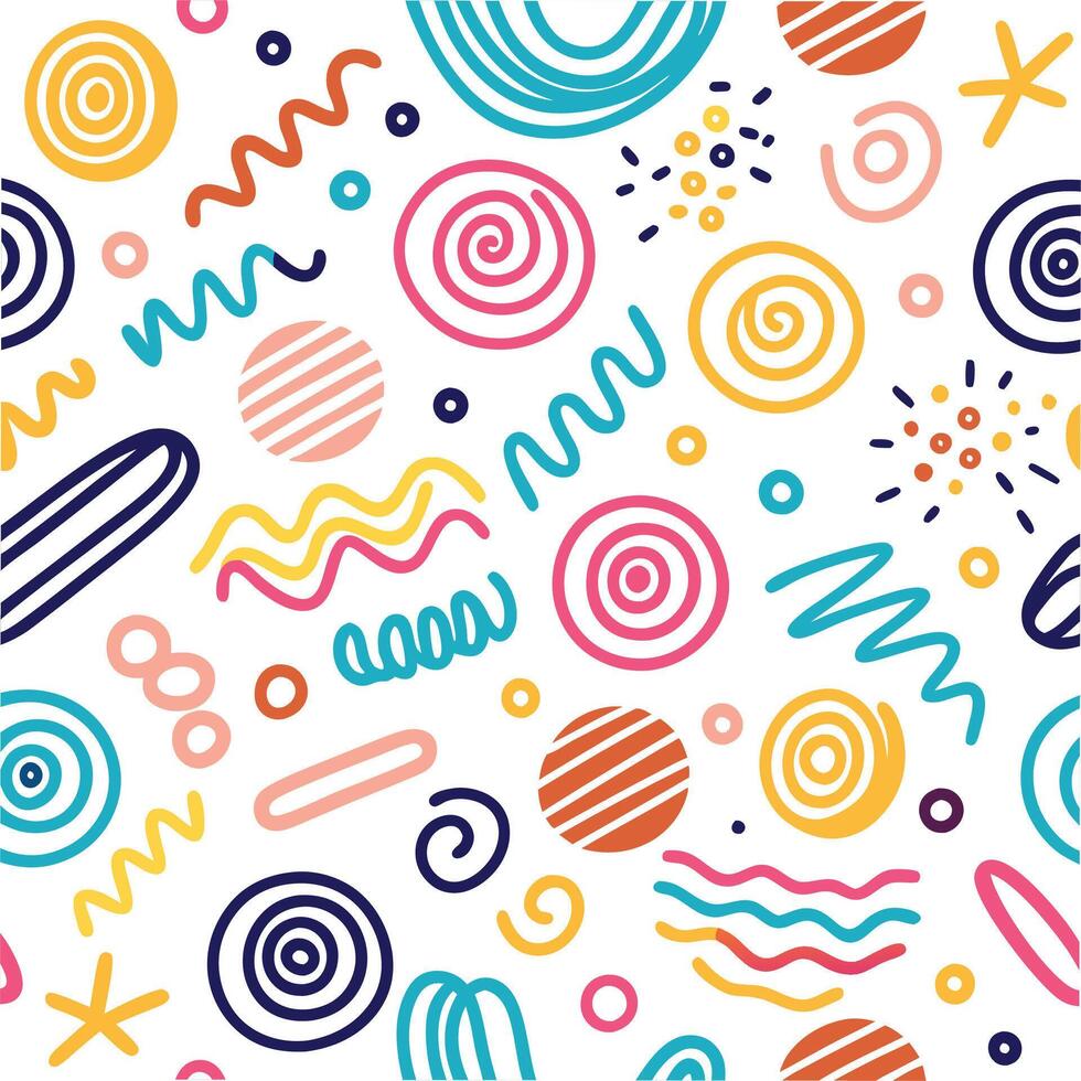 seamless pattern with colorful shapes and lines vector