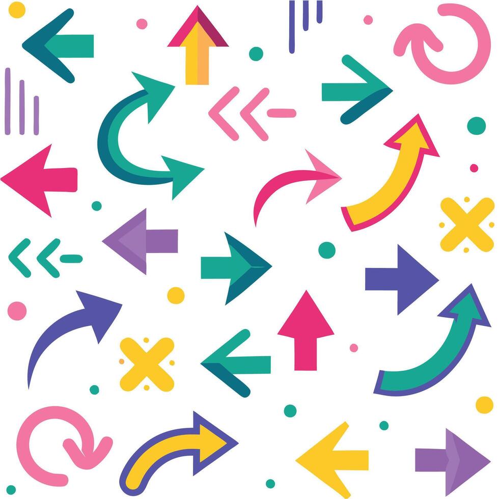 colorful arrows and arrows on a white background vector
