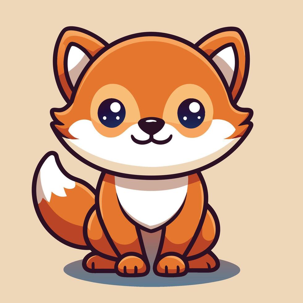 cute fox illustration vector