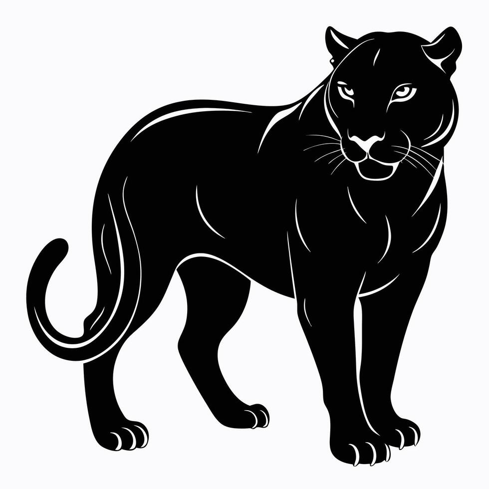 black panther silhouette on white background vector