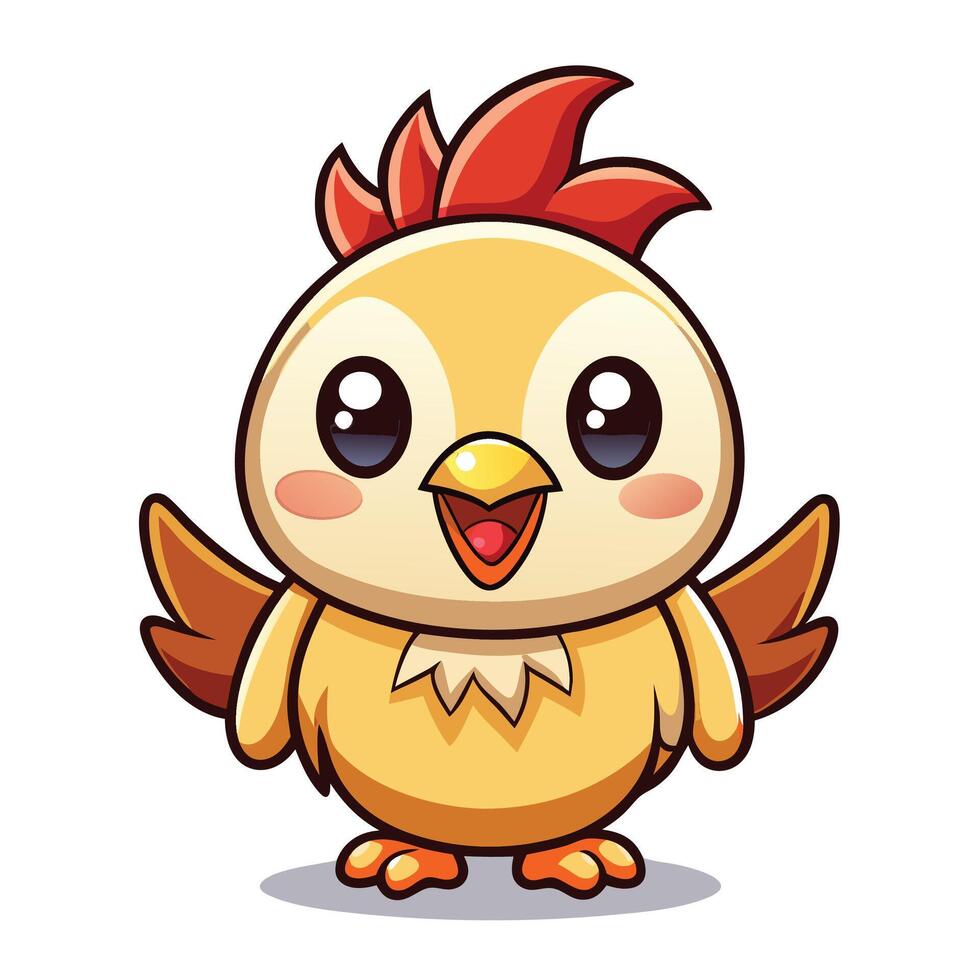 a cartoon chicken with big eyes and a red mohawk vector