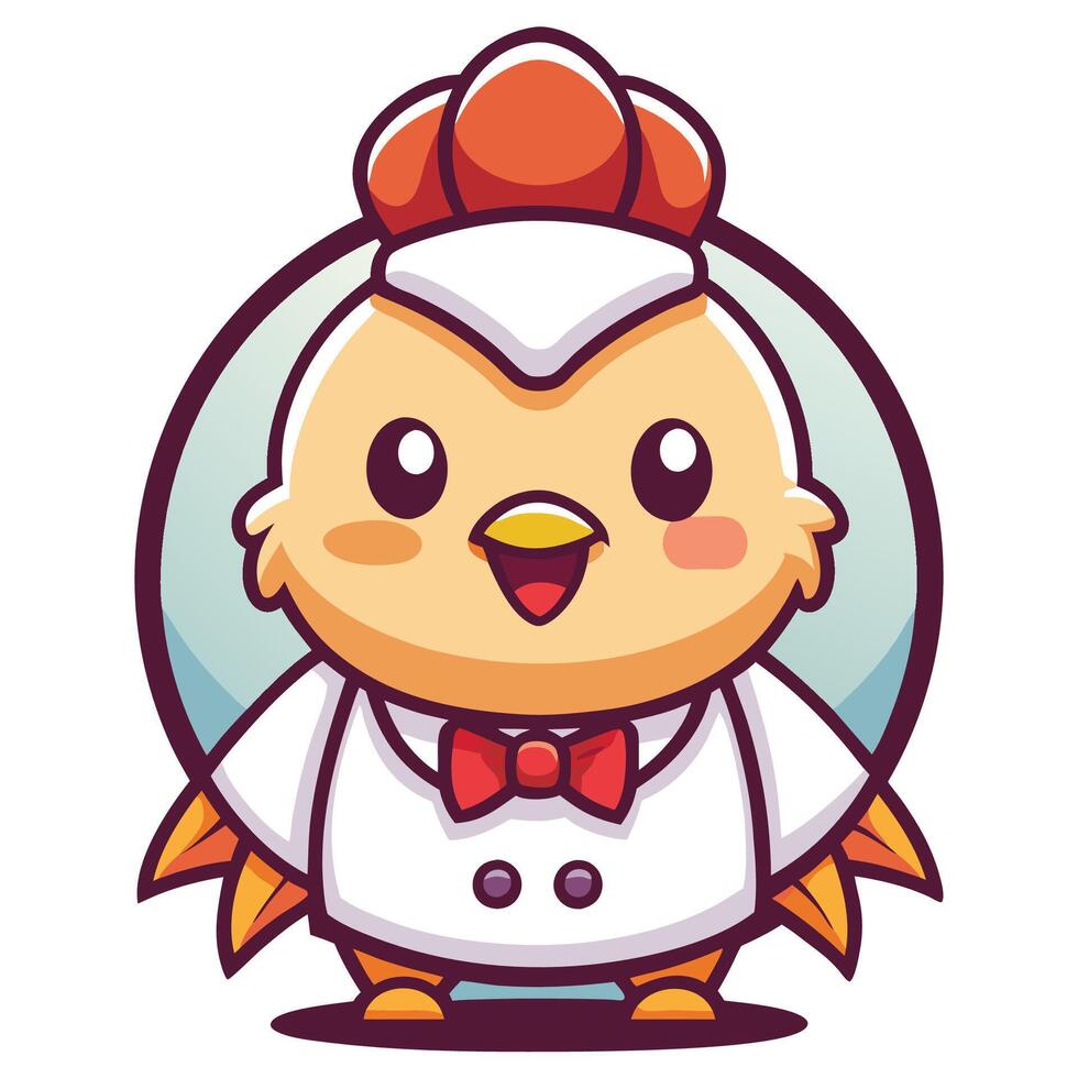 cartoon chicken chef illustration vector