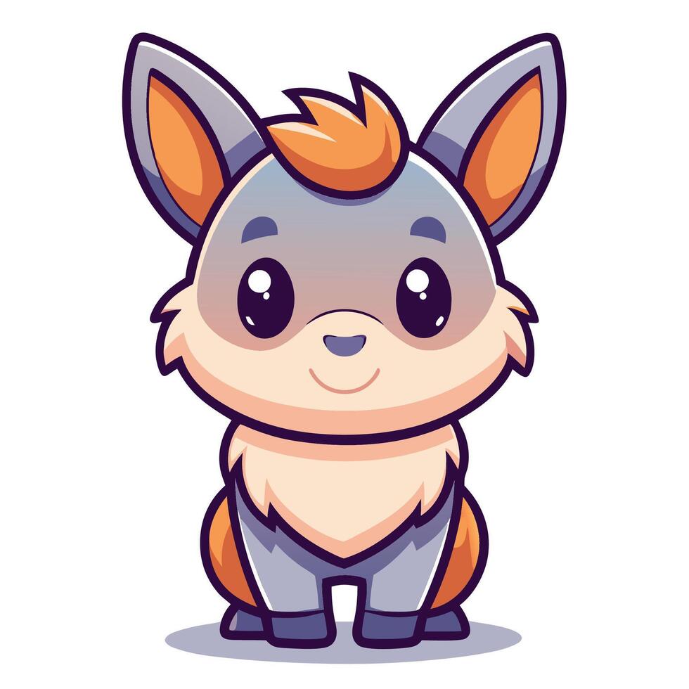 a cartoon fox with orange ears and a big nose vector