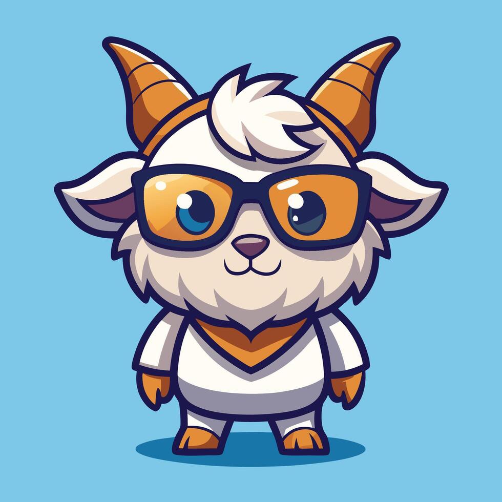 a cartoon goat wearing glasses and a scarf vector