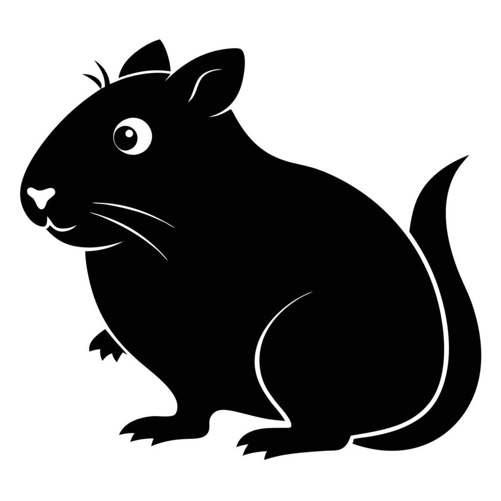 a black and white silhouette of a rat vector