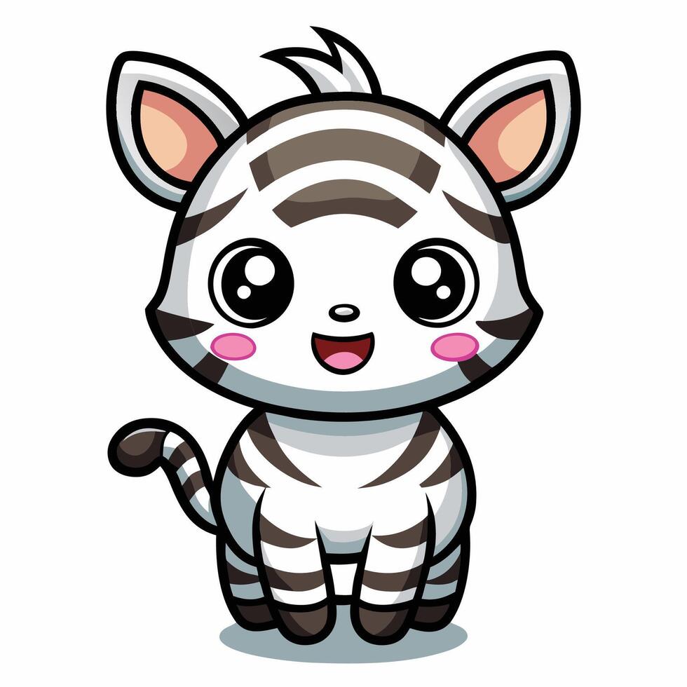 a cartoon zebra with pink eyes and a big smile vector