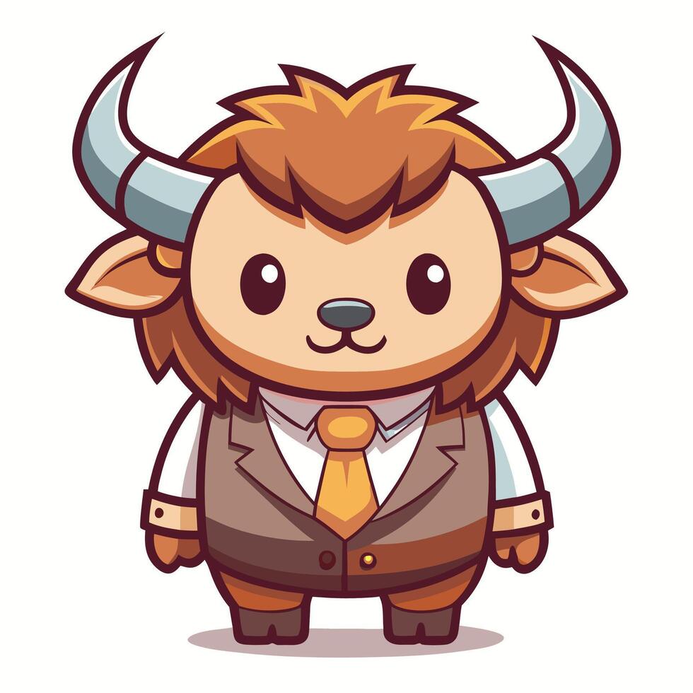 cartoon bull in suit and tie vector