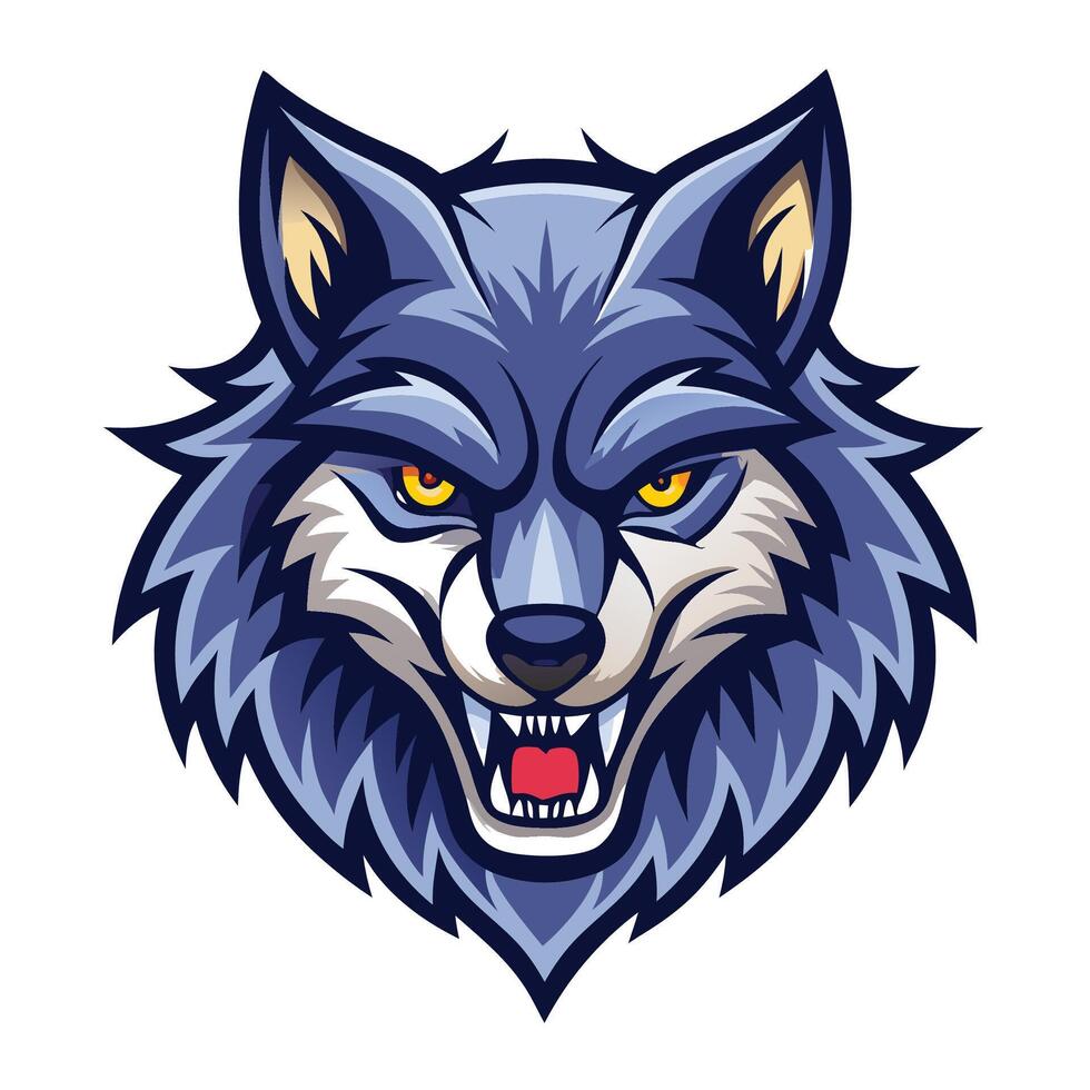 the head of a wolf mascot with an angry expression vector