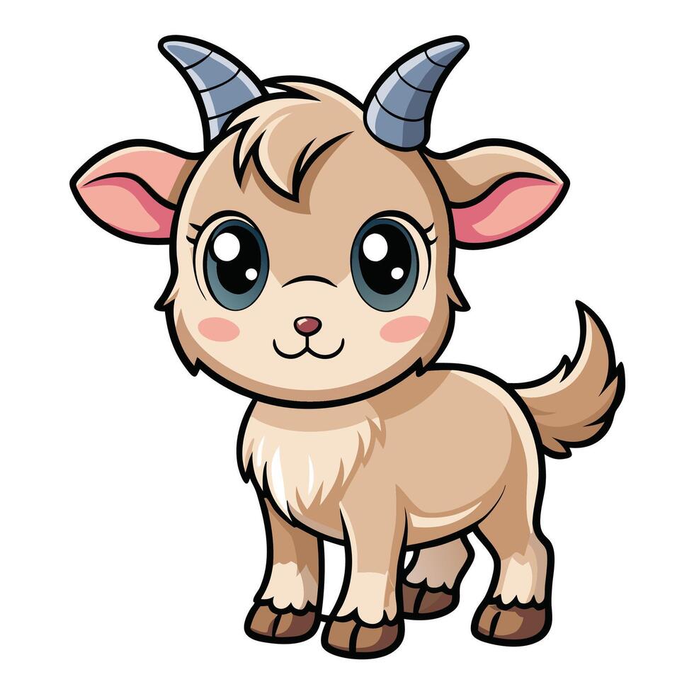 cartoon goat with horns and big eyes vector