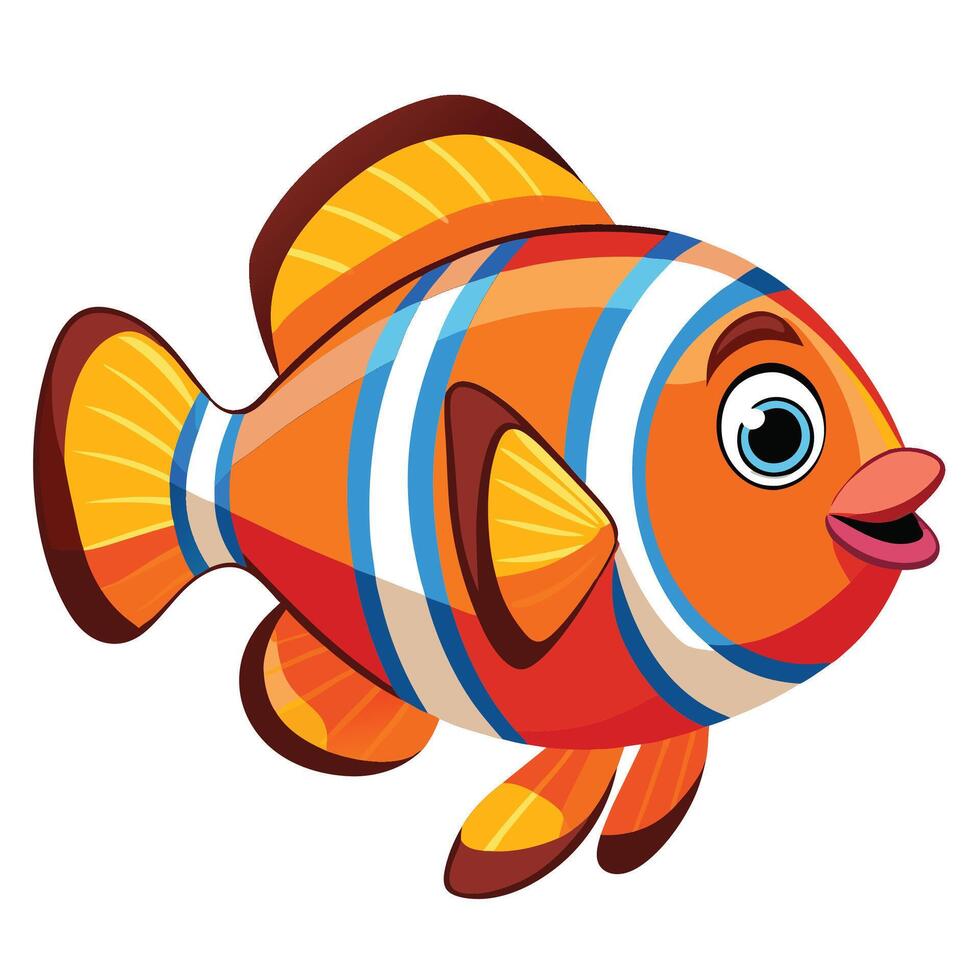 a cartoon clown fish with a blue stripe vector