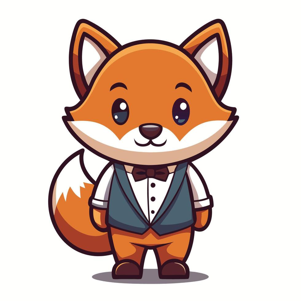 fox in a suit and tie, cartoon character vector