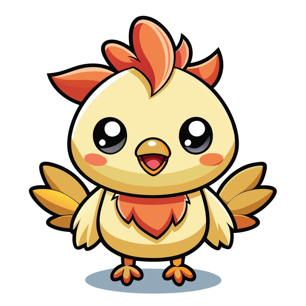 a cartoon chicken with a red and orange beak vector