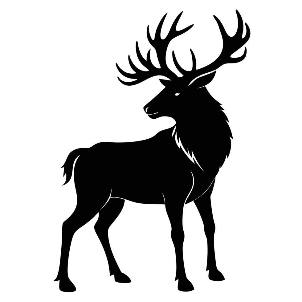 a black silhouette of a deer with horns vector
