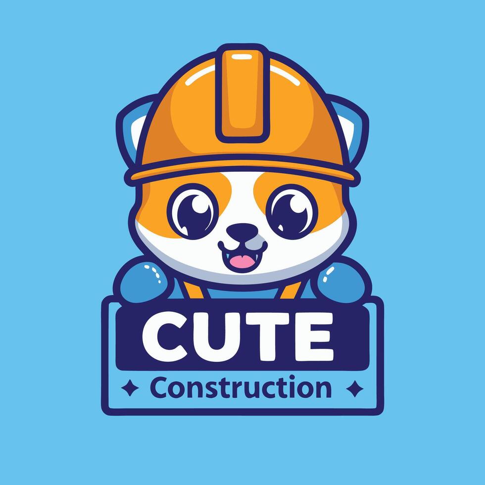 a cute construction worker dog logo vector