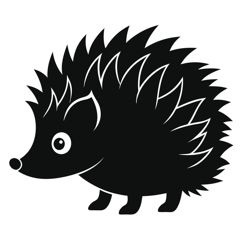 a black and white hedgehog on a white background vector